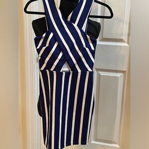Derek Heart NWT Dress |Blue & White Stripe| Size Small| Peek a Boo Waist Cut Out